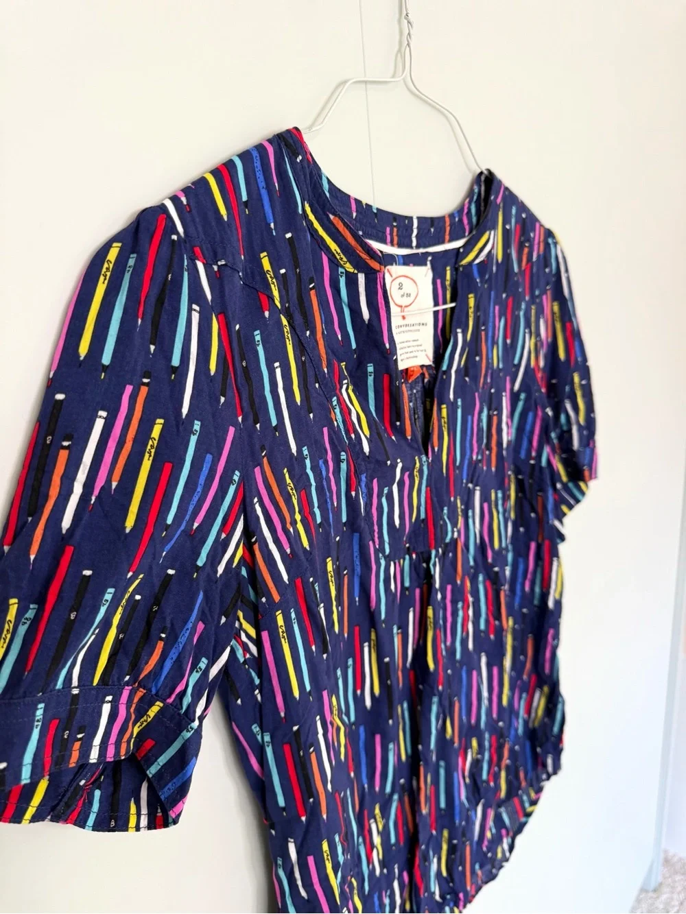 ANTHROPOLOGIE Colloquial 2 of 52 Conversations Blouse Colorful Pencil Crayons - Picture 5 of 9